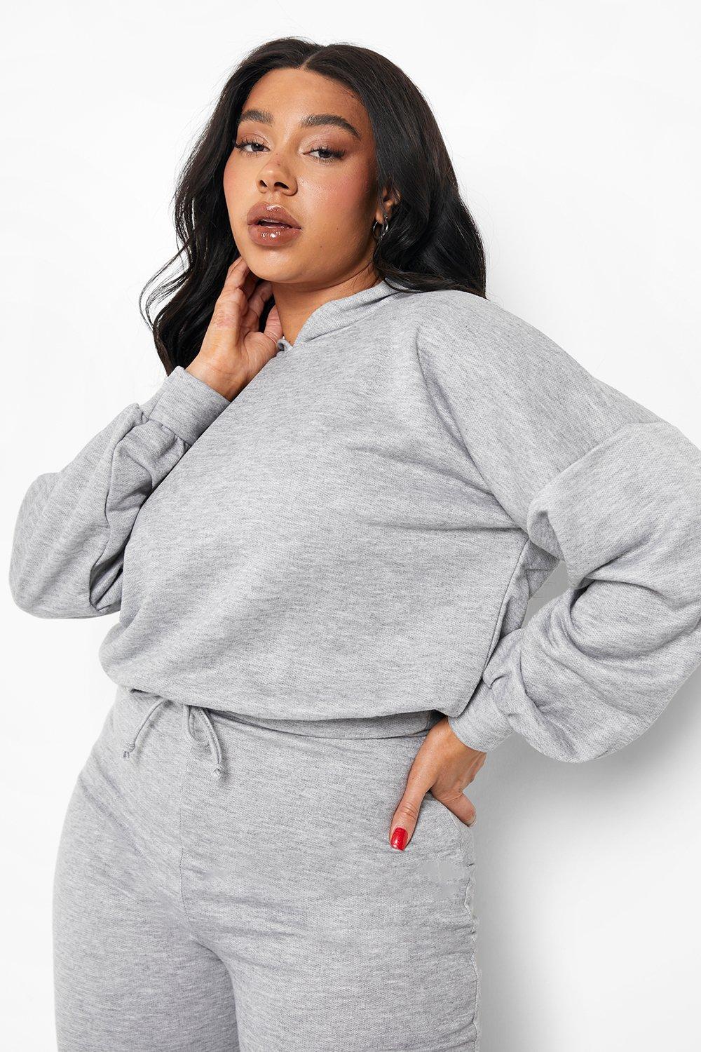 Women s Plus Balloon Sleeve Hooded Loungewear Set Boohoo UK